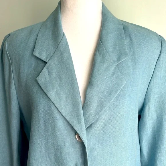 Elliott Lauren linen Blazer Jacket Size 8 seafoam blue unlined casual USA coat - Picture 3 of 11